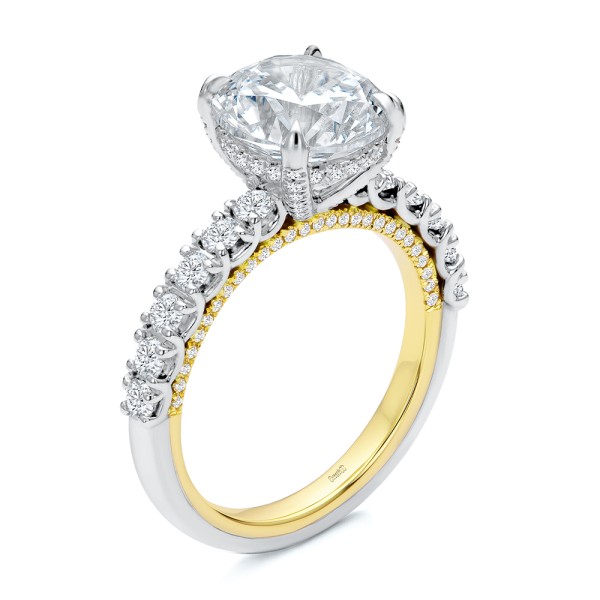 Two-tone Scalloped Engagement Ring - Image