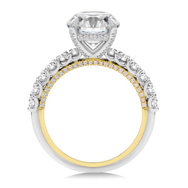 14k Yellow Gold Two-tone Scalloped Engagement Ring - Front View -  107904