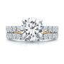 14k Yellow Gold Two-tone Scalloped Engagement Ring - Top View -  107904 - Thumbnail