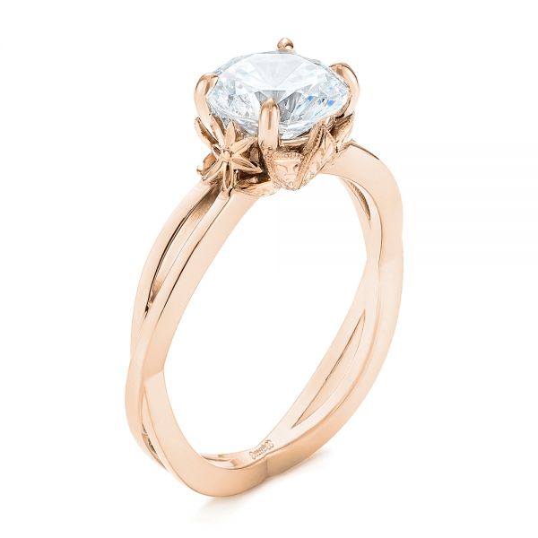 18k Rose Gold And 18K Gold 18k Rose Gold And 18K Gold Two-tone Solitaire Engagement Ring - Three-Quarter View - 104019