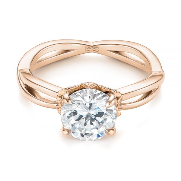 14k Rose Gold And Platinum 14k Rose Gold And Platinum Two-tone Solitaire Engagement Ring - Flat View -  104019