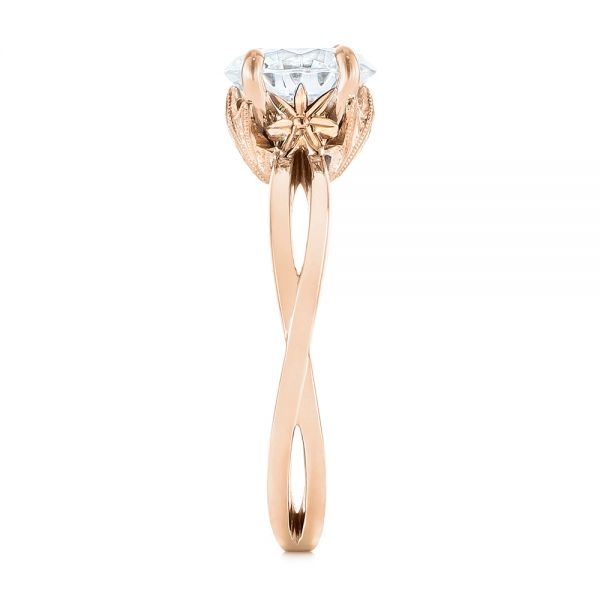 14k Rose Gold And 18K Gold 14k Rose Gold And 18K Gold Two-tone Solitaire Engagement Ring - Side View -  104019