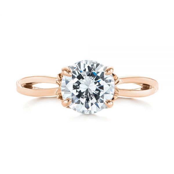 18k Rose Gold And 18K Gold 18k Rose Gold And 18K Gold Two-tone Solitaire Engagement Ring - Top View - 104019
