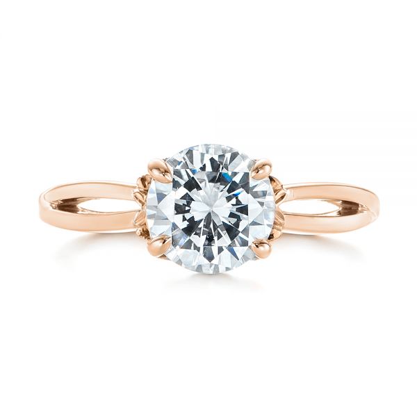 14k Rose Gold And Platinum 14k Rose Gold And Platinum Two-tone Solitaire Engagement Ring - Top View -  104019