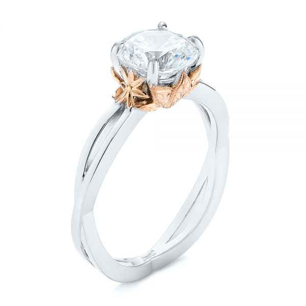  Platinum And 18K Gold Platinum And 18K Gold Two-tone Solitaire Engagement Ring - Three-Quarter View -  104019