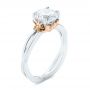 18k White Gold And 18K Gold Two-tone Solitaire Engagement Ring - Three-Quarter View -  104019 - Thumbnail