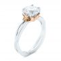 18k White Gold And 18K Gold Two-tone Solitaire Engagement Ring - Three-Quarter View -  104019 - Thumbnail