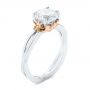 18k White Gold And 14K Gold 18k White Gold And 14K Gold Two-tone Solitaire Engagement Ring - Three-Quarter View -  104019 - Thumbnail