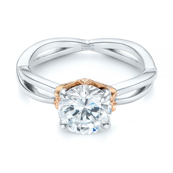  Platinum And Platinum Platinum And Platinum Two-tone Solitaire Engagement Ring - Flat View -  104019