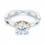 18k White Gold And 18K Gold Two-tone Solitaire Engagement Ring - Flat View -  104019 - Thumbnail