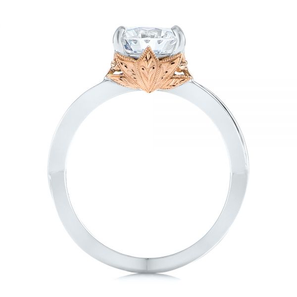 18k White Gold And 18K Gold Two-tone Solitaire Engagement Ring - Front View -  104019