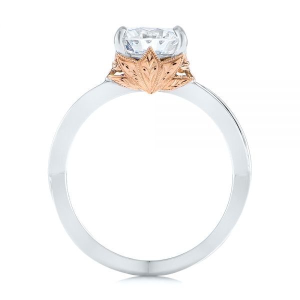18k White Gold And 18K Gold Two-tone Solitaire Engagement Ring - Front View - 104019