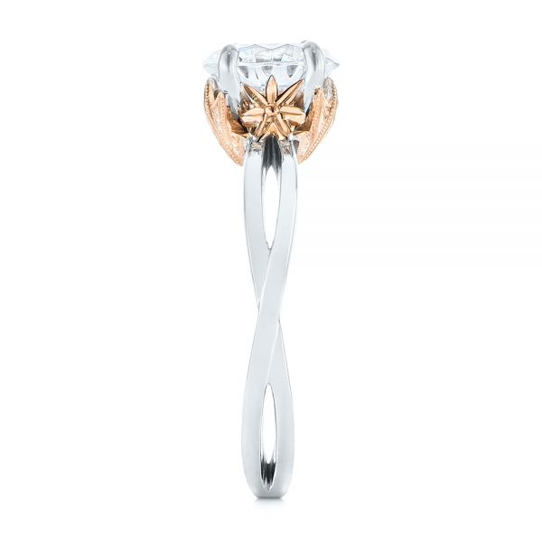 18k White Gold And 18K Gold Two-tone Solitaire Engagement Ring - Side View -  104019