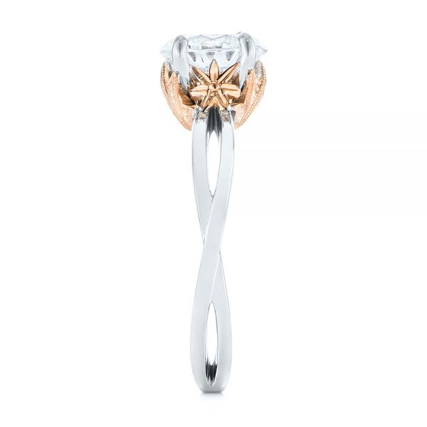 18k White Gold And 18K Gold Two-tone Solitaire Engagement Ring - Side View - 104019