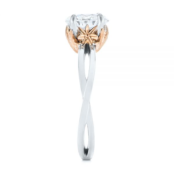 14k White Gold And 18K Gold 14k White Gold And 18K Gold Two-tone Solitaire Engagement Ring - Side View -  104019