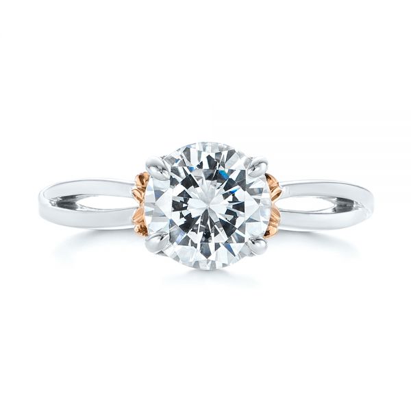 14k White Gold And 14K Gold 14k White Gold And 14K Gold Two-tone Solitaire Engagement Ring - Top View -  104019