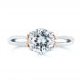 18k White Gold And 18K Gold Two-tone Solitaire Engagement Ring - Top View -  104019 - Thumbnail
