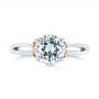 18k White Gold And 18K Gold Two-tone Solitaire Engagement Ring - Top View -  104019 - Thumbnail