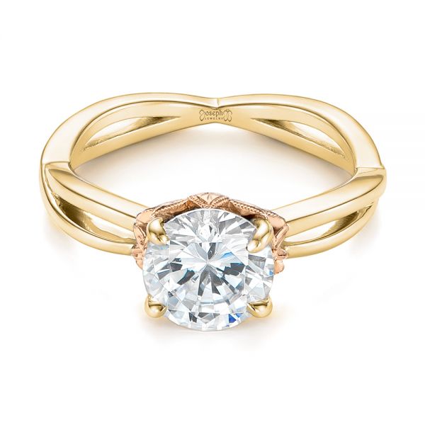 14k Yellow Gold And 14K Gold 14k Yellow Gold And 14K Gold Two-tone Solitaire Engagement Ring - Flat View -  104019