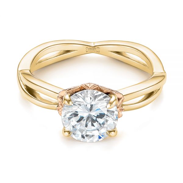 14k Yellow Gold And 18K Gold 14k Yellow Gold And 18K Gold Two-tone Solitaire Engagement Ring - Flat View - 104019