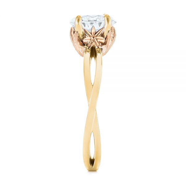 14k Yellow Gold And 18K Gold 14k Yellow Gold And 18K Gold Two-tone Solitaire Engagement Ring - Side View -  104019