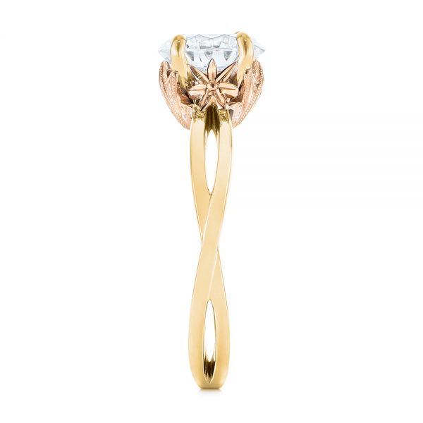14k Yellow Gold And 18K Gold 14k Yellow Gold And 18K Gold Two-tone Solitaire Engagement Ring - Side View - 104019