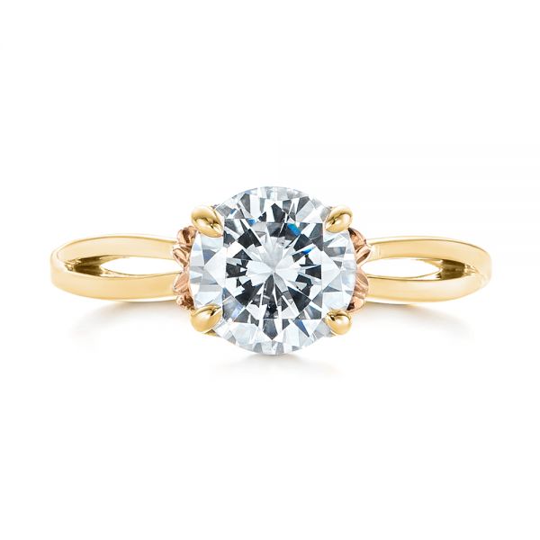 18k Yellow Gold And Platinum 18k Yellow Gold And Platinum Two-tone Solitaire Engagement Ring - Top View -  104019