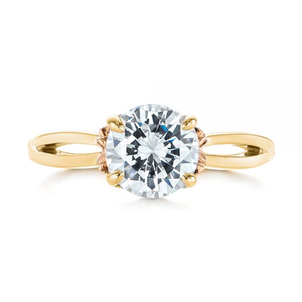 14k Yellow Gold And 18K Gold 14k Yellow Gold And 18K Gold Two-tone Solitaire Engagement Ring - Top View - 104019