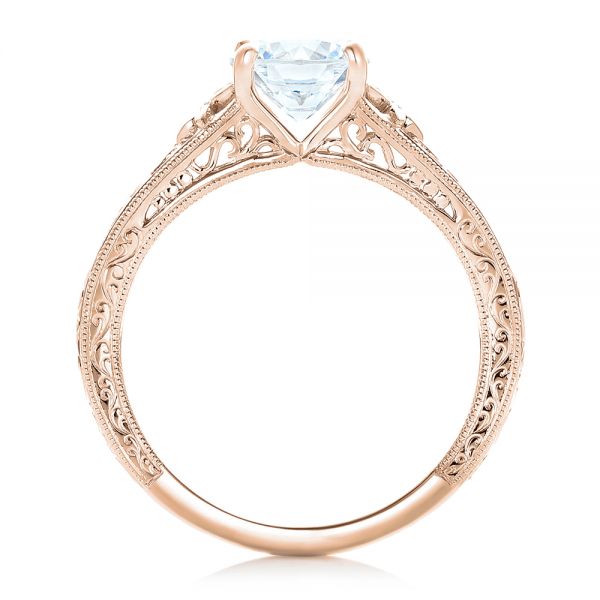 18k Rose Gold 18k Rose Gold Vine Filigree Diamond Engagement Ring - Front View -  102564