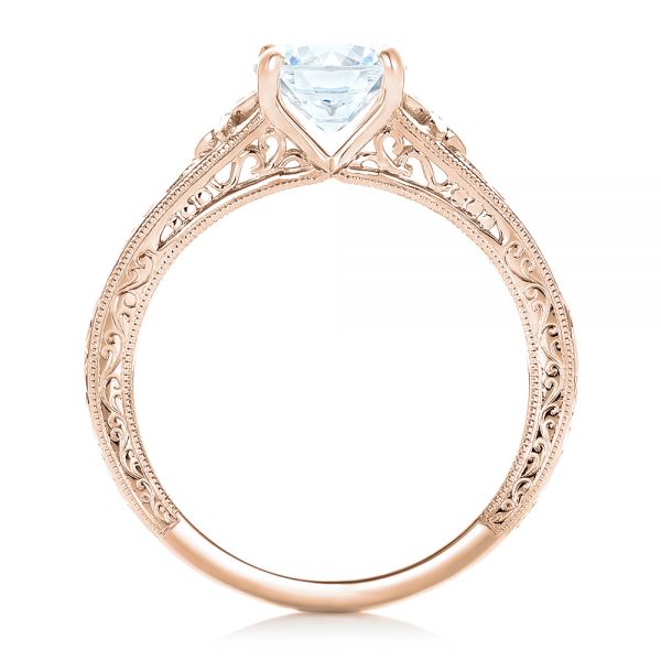 14k Rose Gold 14k Rose Gold Vine Filigree Diamond Engagement Ring - Front View - 102564
