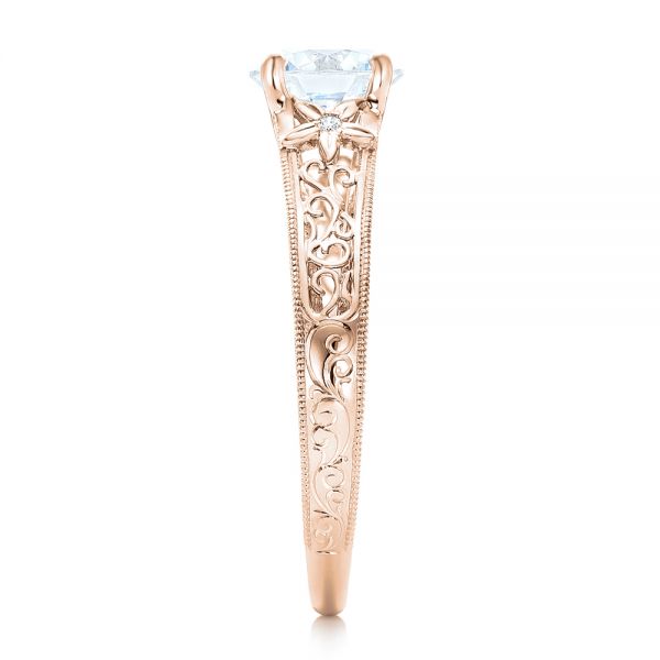 14k Rose Gold 14k Rose Gold Vine Filigree Diamond Engagement Ring - Side View - 102564