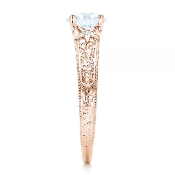 14k Rose Gold 14k Rose Gold Vine Filigree Diamond Engagement Ring - Side View -  102564