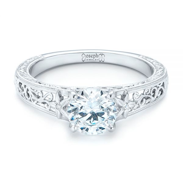  Platinum Platinum Vine Filigree Diamond Engagement Ring - Flat View -  102564