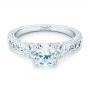 14k White Gold Vine Filigree Diamond Engagement Ring - Flat View -  102564 - Thumbnail