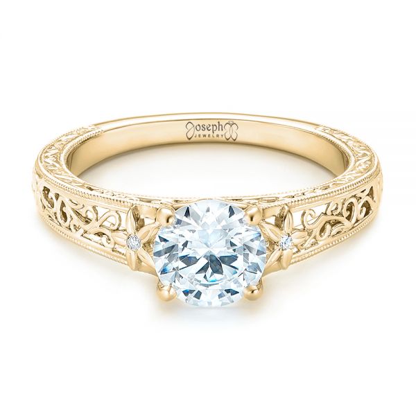 14k Yellow Gold 14k Yellow Gold Vine Filigree Diamond Engagement Ring - Flat View - 102564