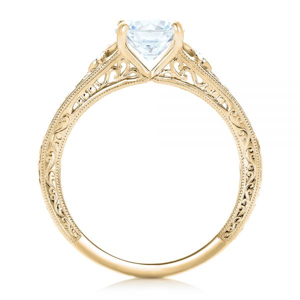 18k Yellow Gold 18k Yellow Gold Vine Filigree Diamond Engagement Ring - Front View -  102564