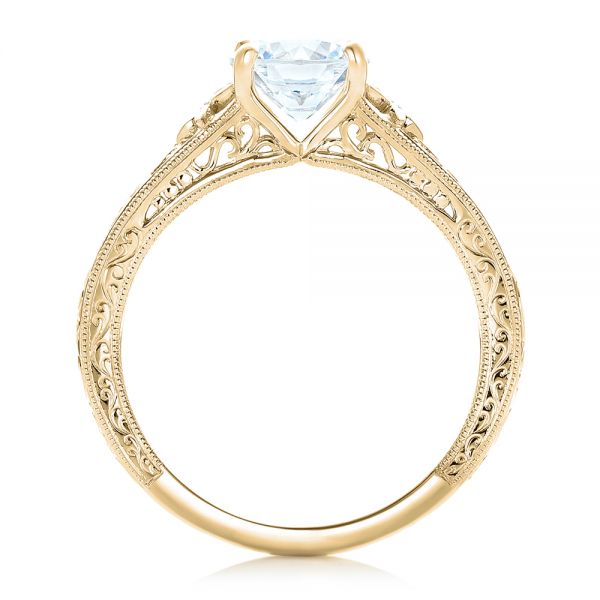 14k Yellow Gold 14k Yellow Gold Vine Filigree Diamond Engagement Ring - Front View - 102564
