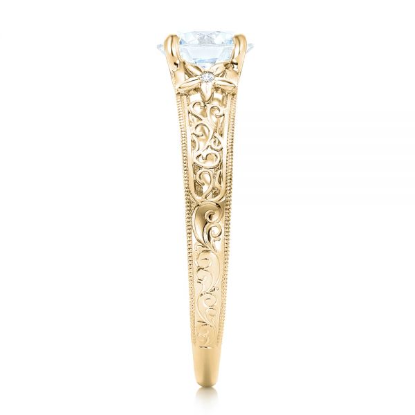 14k Yellow Gold 14k Yellow Gold Vine Filigree Diamond Engagement Ring - Side View - 102564