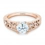 14k Rose Gold 14k Rose Gold Vine Filigree Solitaire Diamond Engagement Ring - Flat View -  102565 - Thumbnail