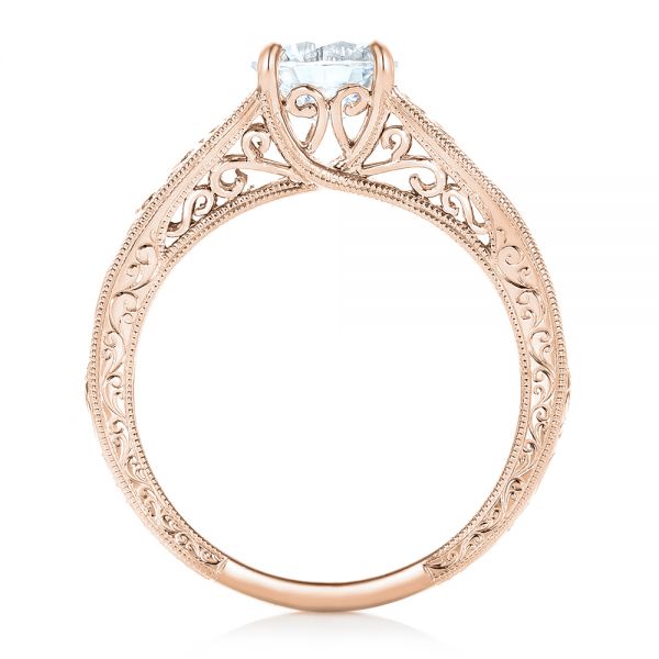 18k Rose Gold 18k Rose Gold Vine Filigree Solitaire Diamond Engagement Ring - Front View - 102565