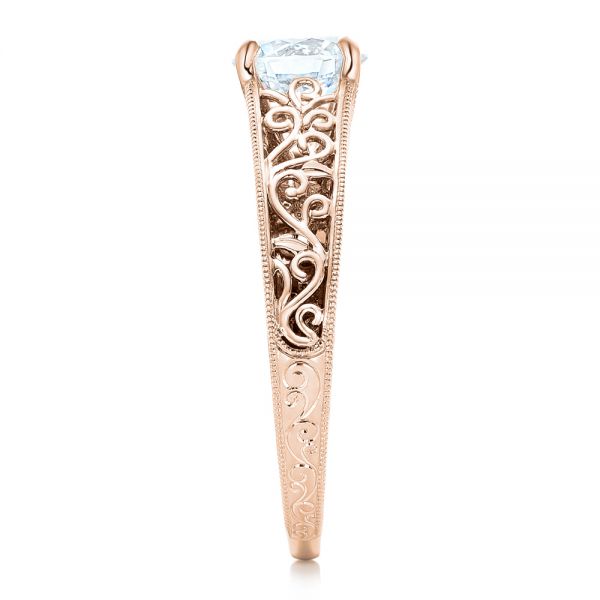 18k Rose Gold 18k Rose Gold Vine Filigree Solitaire Diamond Engagement Ring - Side View - 102565