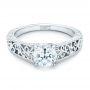 14k White Gold Vine Filigree Solitaire Diamond Engagement Ring - Flat View -  102565 - Thumbnail