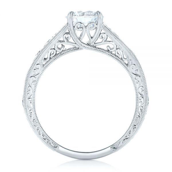 18k White Gold 18k White Gold Vine Filigree Solitaire Diamond Engagement Ring - Front View -  102565