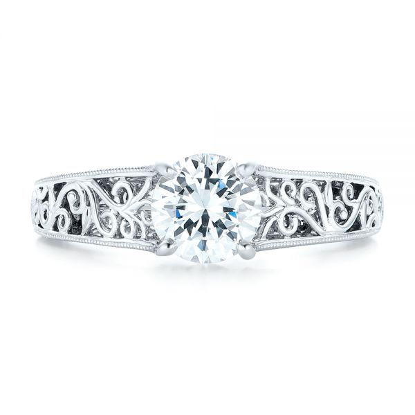  Platinum Platinum Vine Filigree Solitaire Diamond Engagement Ring - Top View -  102565