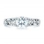 14k White Gold Vine Filigree Solitaire Diamond Engagement Ring - Top View -  102565 - Thumbnail