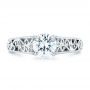 18k White Gold 18k White Gold Vine Filigree Solitaire Diamond Engagement Ring - Top View -  102565 - Thumbnail