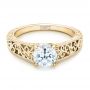 18k Yellow Gold 18k Yellow Gold Vine Filigree Solitaire Diamond Engagement Ring - Flat View -  102565 - Thumbnail