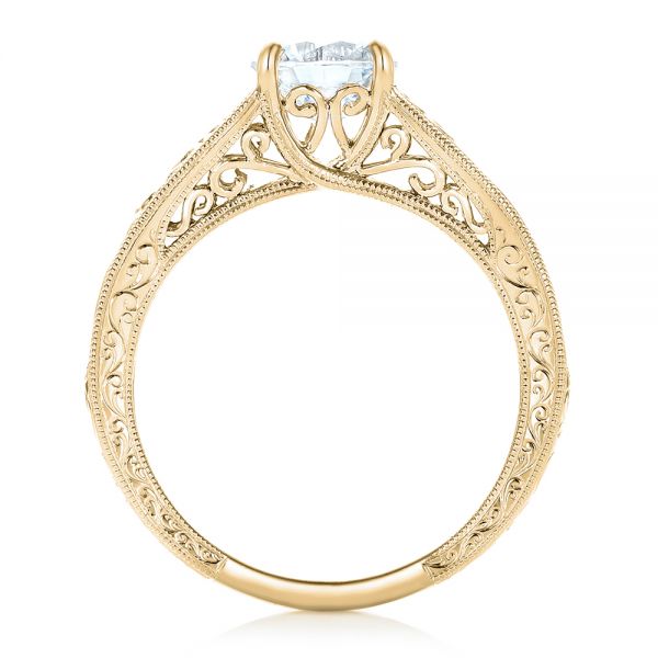 18k Yellow Gold 18k Yellow Gold Vine Filigree Solitaire Diamond Engagement Ring - Front View -  102565