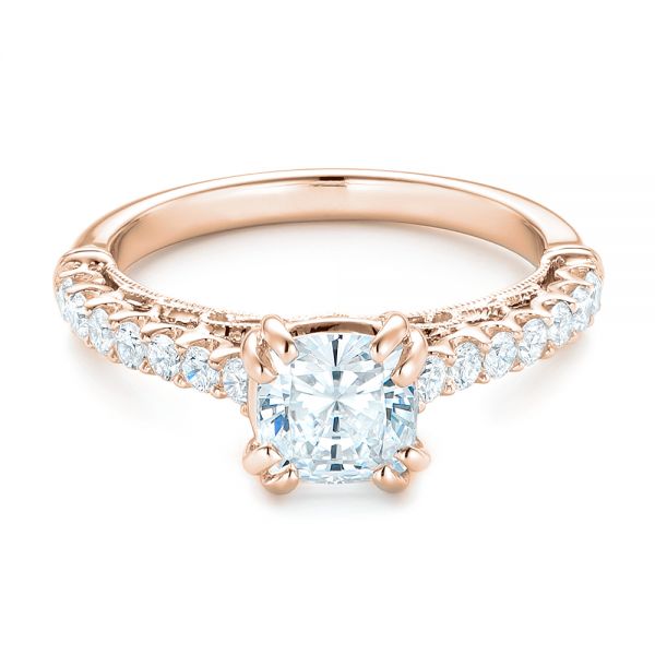 14k Rose Gold 14k Rose Gold Vintage Diamond Engagement Ring - Flat View - 102550