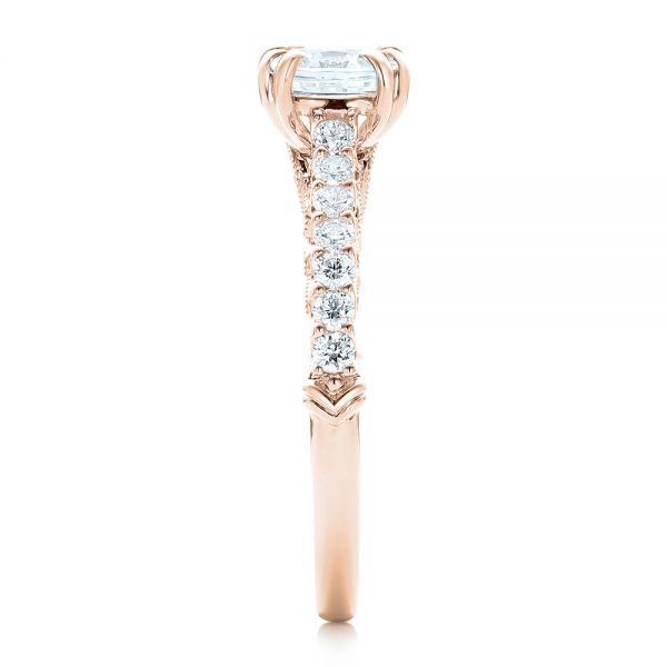 18k Rose Gold 18k Rose Gold Vintage Diamond Engagement Ring - Side View -  102550